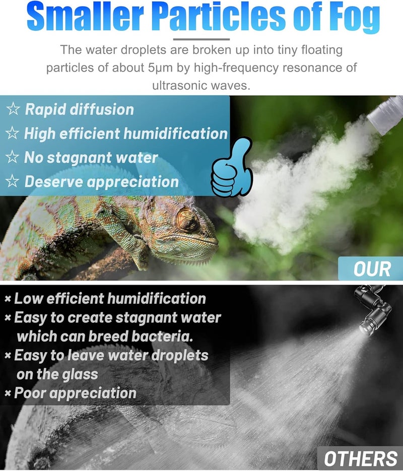 Auraaq Top fill Reptile Fogger Terrariums Humidifier Fog Machine Mister with 4L Visible Large Tank & Extension Hoses, Suitable for Terrariums & Enclosures, Ideal for Reptiles/Amphibians/Herps/Vivarium/Moss - Image 2